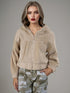Winter Damen Kurzjacke mit Revers und Reißverschlusstaschen im Kreuzdesign
